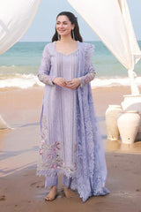 IMROZIA-3PC LAWN CHIKANKARI EMBROIDERED SHIRT WITH KHADDI NET EMB DUPATTA AND TROUSER-GM-4508