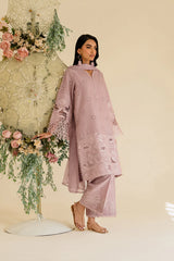 IZNIK-3PC LAWN EMBROIDERED SHIRT WITH KHAADI NET DUPATTA & TROUSER-GM-3779