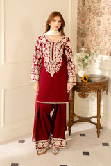 JAZMIN-3PC LAWN EMBROIDERED SHIRT WITH CHIFFON TYE & DYE DUPATTA AND TROUSER -GM-4656