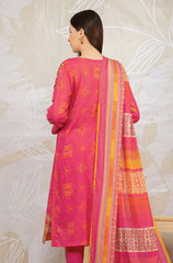 EDENROBE-3PC KHADDAR PRINTED EMB SHIRT WITH KHADDAR PRINT DUPATTA AND PRINT TROUSER-GM-2618
