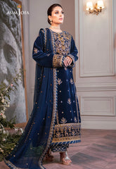 ASIM JOFA-3PC VELVET EMBROIDERED SHIRT WITH CHIFFON EMBROIDERED DUPATTA & TROUSER-GM-4311