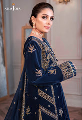ASIM JOFA-3PC VELVET EMBROIDERED SHIRT WITH CHIFFON EMBROIDERED DUPATTA & TROUSER-GM-4311