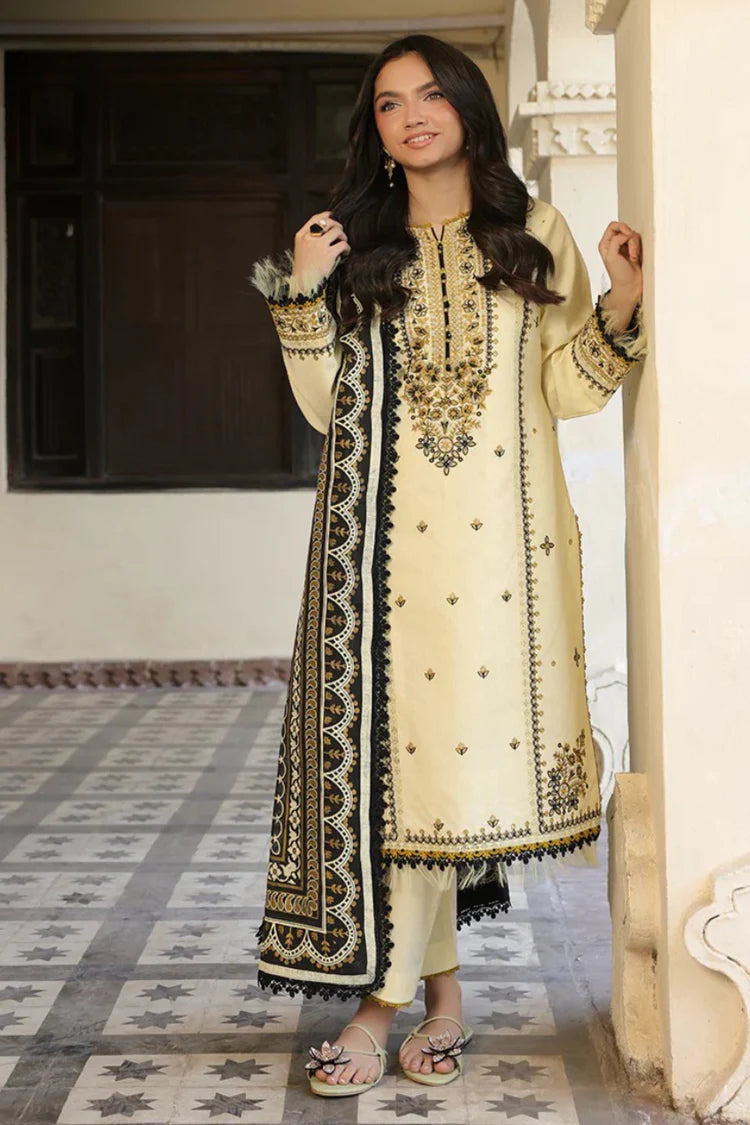 ASIM JOFA - 3PC LAWN EMBROIDERED SHIRT WITH MONARK PRINTED DUPATTA AND TROUSER -GM-3728