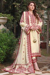 ASIM JOFA-3PC DHANAK EMBROIDERED SHIRT WITH DHANAK EMBROIDERED SHAWL & TROUSER-GM-4304
