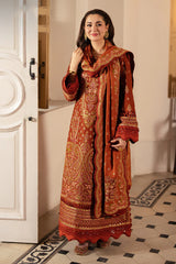 ASIM JOFA-3PC DHANAK SEQUIN EMBROIDERED SHIRT WITH DHANAK EMBROIDERED SHAWL AND TROUSER -GM-4330