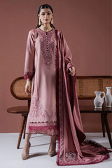 ASIM JOFA-3PC DHANAK EMBROIDERED SHIRT WITH DHANAK EMBROIDERED SHAWL & TROUSER-ADR-4186