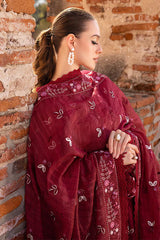 GARNET-3PC DHANAK EMBROIDERED SHIRT WITH DHANAK EMBROIDERED SHAWL & TROUSER-GM-4306