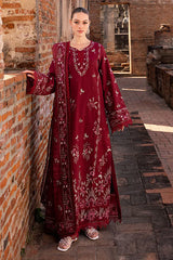 GARNET-3PC DHANAK EMBROIDERED SHIRT WITH DHANAK EMBROIDERED SHAWL & TROUSER-GM-4306