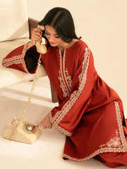 BATIK-2PC DHANAK EMBROIDRED SHIRT WITH DHANAK EMBROIDRED SLEEVES-GM-121