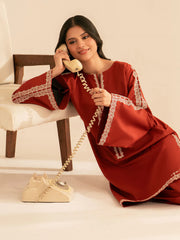 BATIK-2PC DHANAK EMBROIDRED SHIRT WITH DHANAK EMBROIDRED SLEEVES-GM-121
