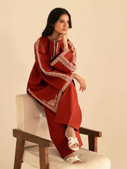 BATIK-2PC DHANAK EMBROIDRED SHIRT WITH DHANAK EMBROIDRED SLEEVES-GM-121