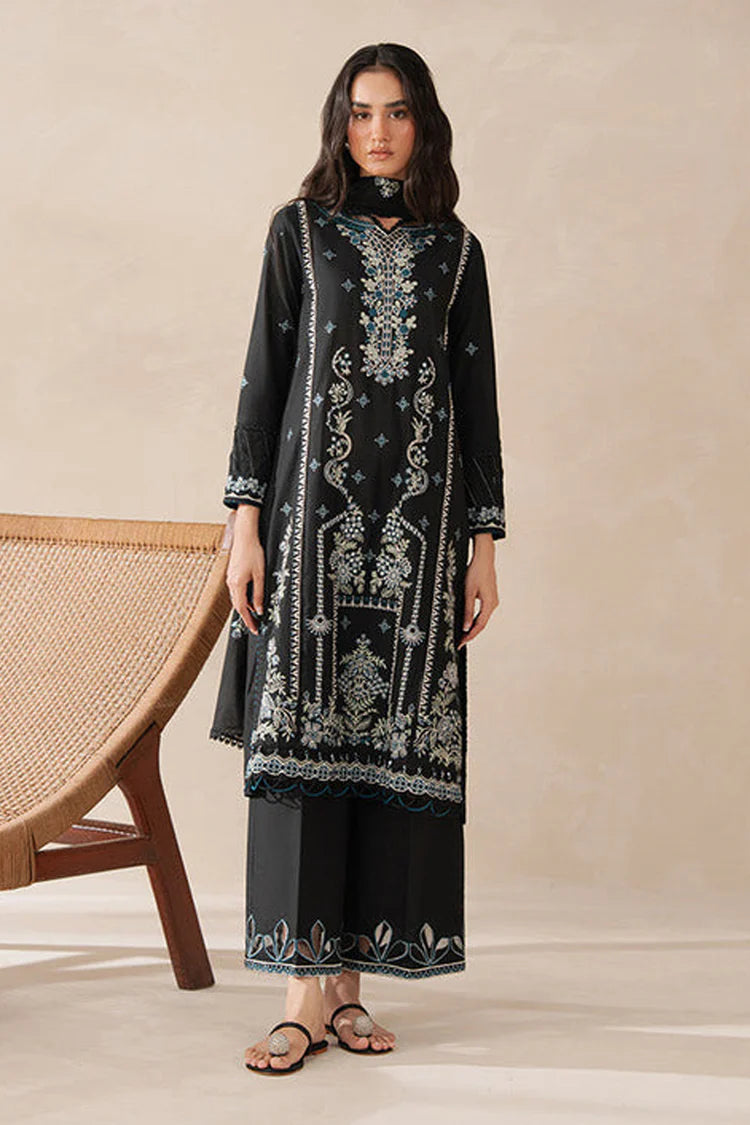 BEECHTREE-3PC KARANDI EMBROIDERED SHIRT WITH KHADDI NET EMBROIDERED DUPATTA AND EMB TROUSER-GM-4258