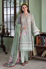 SOBIA NAZIR-3PC KARANDI PRINTED EMBROIDERED SHIRT WITH KARANDI PRINTED DUPATTA AND TROUSER-GM-2564