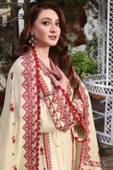 ASIM JOFA-3PC DHANAK EMBROIDERED SHIRT WITH DHANAK EMBROIDERED SHAWL & TROUSER-GM-4304