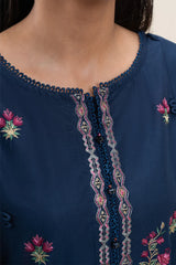 SAPPHIRE-3PC DHANAK EMBROIDERED SHIRT WITH COURTRAI WOOL PRINTED SHAWL AND TROUSER -GM-4310