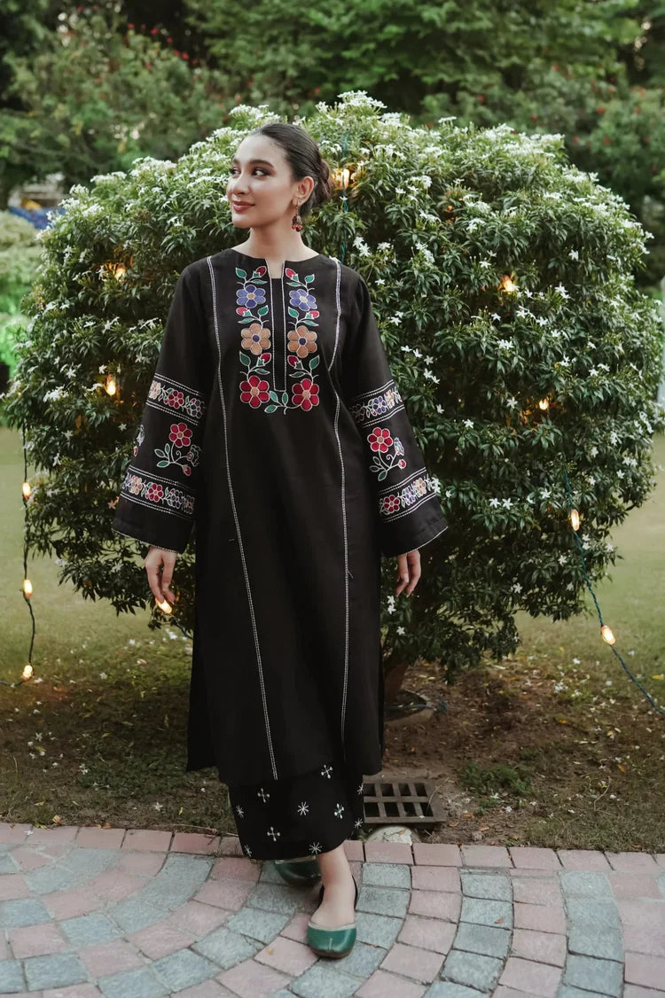 URGE-2PC DHANAK EMBROIDERED SHIRT WITH DHANAK EMB TROUSER-GM-3327