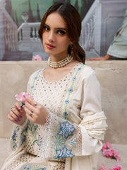 MAHNUR-3PC DHANAK LASER CUT EMB SHIRT WITH DHANAK LASERCUT EMB DUPATTA & TROUSER-GM-4103