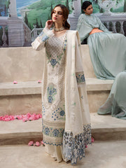 MAHNUR-3PC DHANAK LASER CUT EMB SHIRT WITH DHANAK LASERCUT EMB DUPATTA & TROUSER-GM-4103
