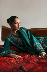 REPUBLIC WOMENSWEAR-3PC DHANAK EMBROIDERED SHIRT WITH DHANAK EMB SHAWL & DHANAK TOUSER-GM-4251