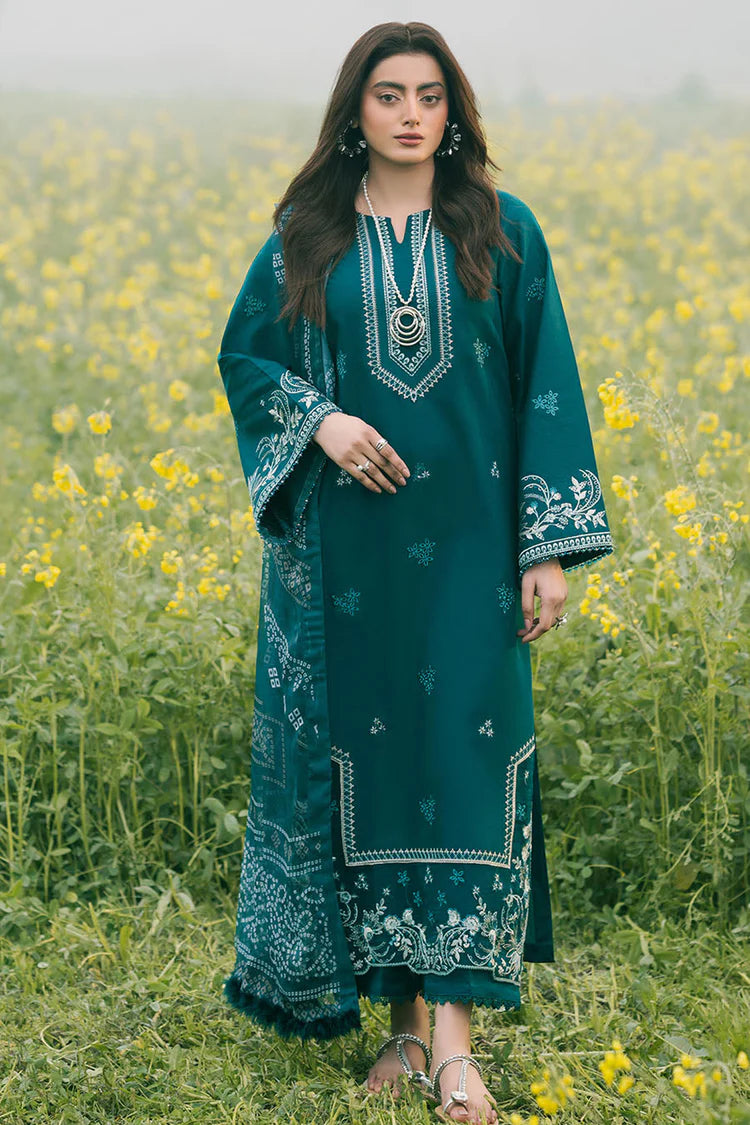 IZEL-3PC LAWN EMBROIDERED SHIRT WITH CHIFFON PRINTED DUPATTA AND TROUSER-GM-4626