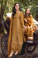 MARIA.B-3PC DHANAK EMBROIDERED SHIRT WITH COURTRAI PRINTED SHAWL AND TROUSER-GM-4286