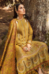 MARIA.B-3PC DHANAK EMBROIDERED SHIRT WITH COURTRAI PRINTED SHAWL AND TROUSER-GM-4286