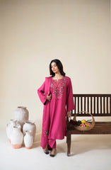 ASLING-3PC DHANAK EMBROIDERED SHIRT WITH DHANAK EMBROIDERED SHAWL AND TROUSER-GM-4420