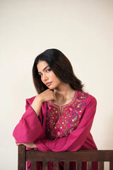 ASLING-3PC DHANAK EMBROIDERED SHIRT WITH DHANAK EMBROIDERED SHAWL AND TROUSER-GM-4420