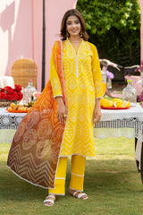MIRAKHI - 3PC LAWN EMBROIDERED SHIRT WITH CHIFFON PRINTED DUPATTA AND TROUSER -GM-M14