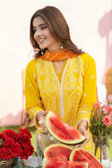 MIRAKHI - 3PC LAWN EMBROIDERED SHIRT WITH CHIFFON PRINTED DUPATTA AND TROUSER -GM-M14