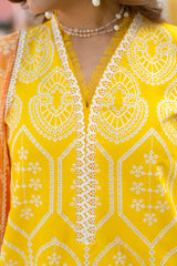 MIRAKHI - 3PC LAWN EMBROIDERED SHIRT WITH CHIFFON PRINTED DUPATTA AND TROUSER -GM-M14