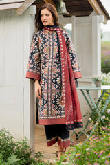 JAZMIN-3PC KHADDAR PRINTED SHIRT WITH KHADDAR PRINTED DUPATTA AND PRINTED TROUSER-GM-2627