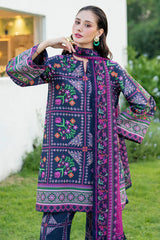 JAZMIN-3PC KHADDAR PRINTED SHIRT WITH KHADDAR PRINTED DUPATTA AND PRINTED TROUSER-GM-2628