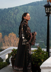 HUSSAIN REHAR-3PC DHANAK EMBROIDERED SHIRT WITH COURTRAI PRINTED SHAWL AND TROUSER-GM-4261