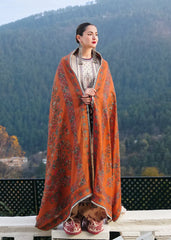HUSSAIN REHAR-3PC DHANAK EMBROIDERED SHIRT WITH COURTRAI PRINTED SHAWL AND TROUSER-GM-4260