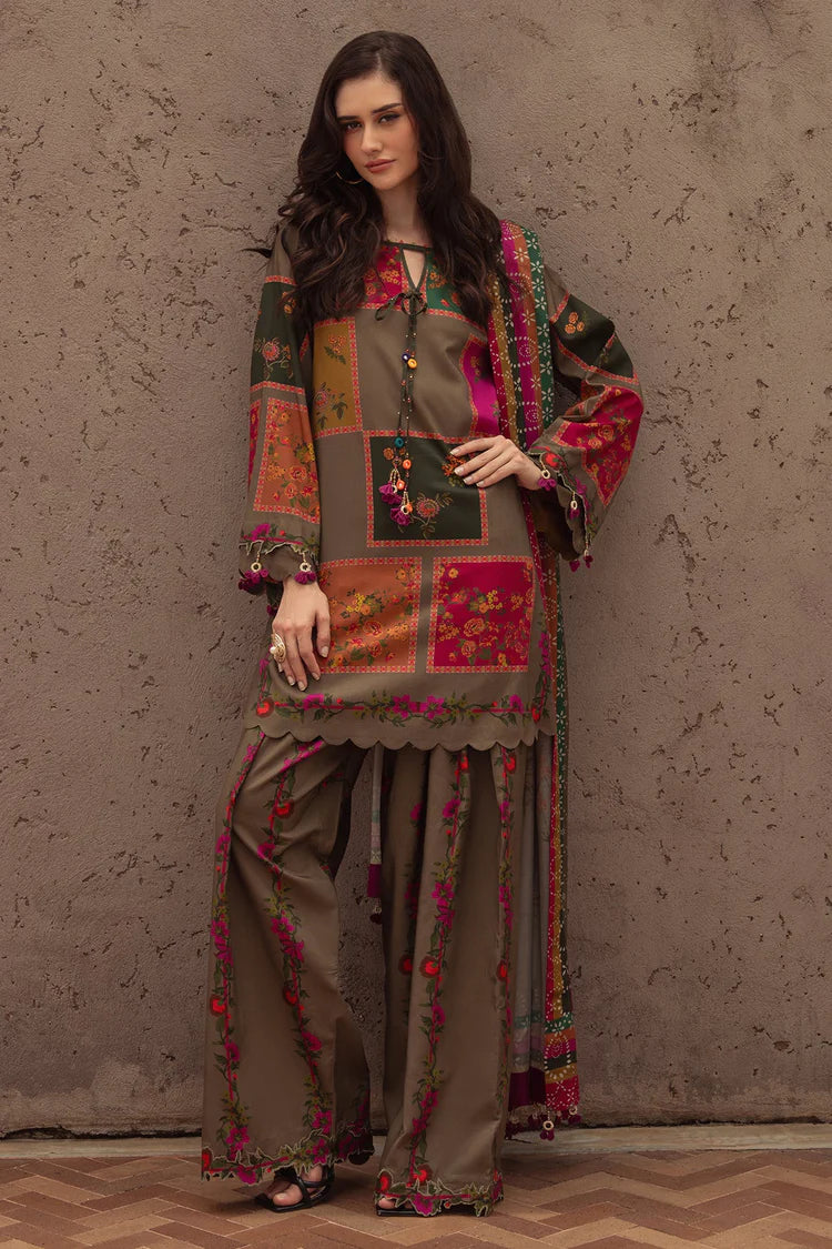CHARIZMA-3PC KHADDAR PRINTED SHIRT WITH KHADDAR PRINTED DUPATTA AND PRINT TROUSER-GM-2655