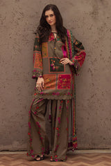 CHARIZMA-3PC KHADDAR PRINTED SHIRT WITH KHADDAR PRINTED DUPATTA AND PRINT TROUSER-GM-2655