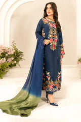 MIRANA-3PC LAWN EMBROIDERED SHIRT WITH CHIFFON TYE & DYE DUPATTA & TROUSER-GM-4645