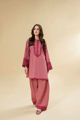 LAZULI-2PC KHADDAR EMBROIDRED SHIRT WITH KHADDAR EMB TROUSER-GM-127
