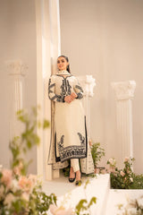 MIRANA-3PC LAWN EMBROIDERED SHIRT WITH KHADDI NET EMBROIDERED DUPATTA & TROUSER-GM-4701