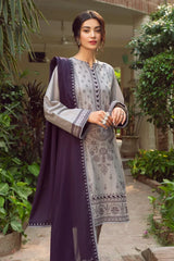 JAZMIN-3PC DHANAK EMBROIDERED SHIRT WITH BAMBER CHIFFON EMBROIDERD DUPATTA & TROUSER-GM-3143