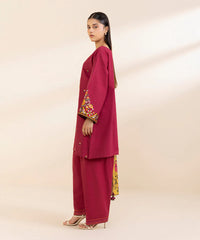 SAPPHIRE-3PC KHADDAR EMBROIDERED SHIRT WITH COURTRAI PRINTED SHAWL AND TROUSER-GM-3373