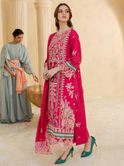 JAZMIN-3PC LAWN LASER EMBROIDERED SHIRT WITH LAWN LASER EMBROIDERED READY TO WEAR DUPATTA-GM-3649