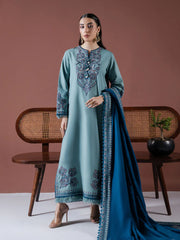 ASIM JOFA-3PC DHANAK EMBROIDERED SHIRT WITH DHANAK EMBROIDERED SHAWL & TROUSER-GM-4217