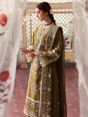 MAHNUR-3PC DHANAK EMBROIDERED SHIRT WITH DHANAK EMBROIDERED SHAWL & TROUSER-GM-4033