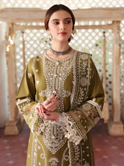 MAHNUR-3PC DHANAK EMBROIDERED SHIRT WITH DHANAK EMBROIDERED SHAWL & TROUSER-GM-4033