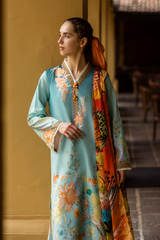 MUSHQ-3PC LAWN PRINTED SHIRT WITH CHIFFON PRINT DUPATTA AND PRINT TROUSER-GM-2507
