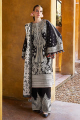 HUSSAIN REHAR-3PC DHANAK EMBROIDERED SHIRT WITH COTTON NET EMBROIDERED DUPATTA AND EMB TROUSER-GM-4196