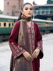 IZEL-3PC DHANAK EMBROIDERED SHIRT WITH COUTRAI PRINTED SHAWL AND TROUSER-GM-4127