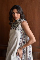 BATIK-3PC KARANDI EMBROIDERED SHIRT WITH KARANDI EMBROIDERED SHAWL AND TROUSER-GM-4333